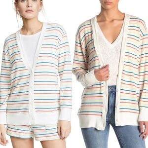 LNA Revolve Striped Brushed Don Rainbow Button Front Cardigan SZ M NEW WITH TAG